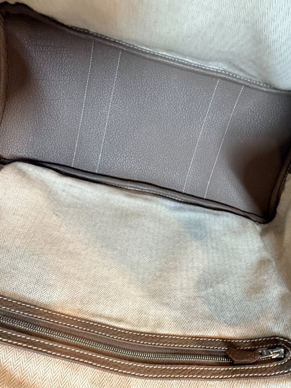 Full Set Authentic Hermes Garden Party 36 Etoupe Leather Tote - Picture 4 of 16